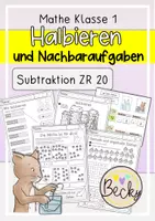 Vorschau - Arbeitsblätter - Halbieren und Nachbaraufgaben (Subtraktion bis 20) - Deckblatt