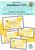Vorschau - Arbeitsblätter - Mathe 1. Klasse interaktiv PDF, erstes Rechnen im ZR 10 Anfangsunterricht - Deckblatt
