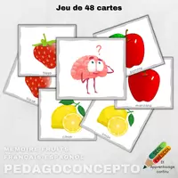 Aperçu - Cartes d'exercices - Mémoire fruits_français-espagnol - Page de couverture