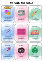 Vorschau - Spiele - Nähvokabular, Nähbegriffe - Lesespiel "Ich habe... , wer hat...?" - Deckblatt