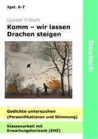 Vorschau - Test - Komm wir lassen Drachen steigen - Herbstgedicht - Klassenarbeit mit EHZ - Personifikationen - Deckblatt