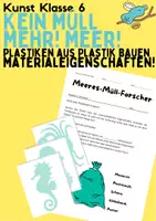 Vorschau - Stundenentwürfe - Materialpaket: Eigenschaften von Plastik: Kein Müll mehr! Meer! (Plastisches Arbeiten, Kunst, Recycling) - Deckblatt