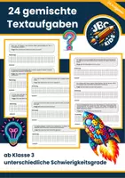 Vorschau - Arbeitsblätter - Sachaufgaben / Textaufgaben - Klasse 3 ZR 100 (Euro, Uhrzeit, Längen, Plus, Minus, Mal, Geteilt) - Deckblatt