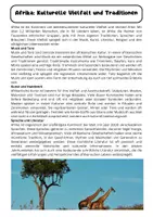Vorschau - Arbeitsblätter - Afrika Kultur: Vielfalt in Küche, Sprache und Tradition - Seite 1