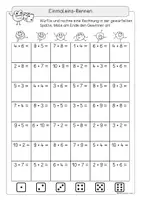 Vorschau - Arbeitsblätter - 1x1 Rennen, Würfeln und Rechnen, Würfelrennen, Freebie - Seite 1