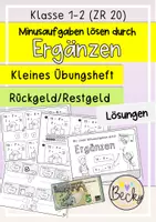 Vorschau - Arbeitsblätter - Übungsheft Subtraktion ZR 20 (Ergänzen, Rückgeld, Restgeld) - Deckblatt