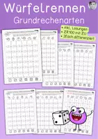 Vorschau - Spiele - Würfelrennen, Grundrechenarten, ZR100, differenziert - Deckblatt