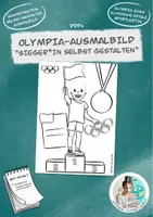 Vorschau - Mal- und Bastelvorlagen - Ausmalbild "Selbstgestaltbare Sieger*in" / Olympia Olympische Spiele gratis - Deckblatt