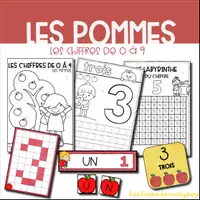 Aperçu - Feuilles d'exercices - Les chiffres de 0 à 9 - Les pommes - Page de couverture