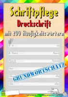 Vorschau - Arbeitsblätter - Schriftpflege: Druckschrift mit den Häufigkeitswörtern (2 Dateien/ein Preis: Die Druckschriftvarianten Bayern und Hamburg) zum Abschreiben - Deckblatt