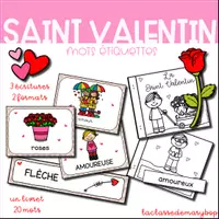 Aperçu - Fiches - Saint Valentin Vocabulaire - 20 mots étiquettes - Page de couverture