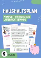 Vorschau - Arbeitsblätter - Haushaltsplan - Komplett vorbereitete Unterrichtsstunde - Deckblatt