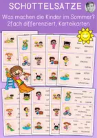 Vorschau - Bildkarten - Was machen Kinder im Sommer? Schüttelsätze, Karteikarten - Deckblatt