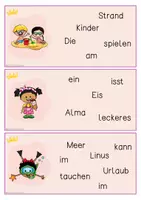Vorschau - Bildkarten - Was machen Kinder im Sommer? Schüttelsätze, Karteikarten - Seite 1