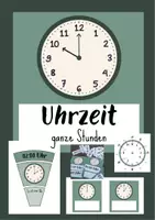Vorschau - Spiele - Uhrzeit - volle Stunde mit praktischem Material mit Klettpunkten - Deckblatt