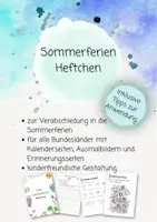 Vorschau - Arbeitsblätter - Mein Sommerferien-Heftchen, Tagebuch für die Sommerferien - Deckblatt