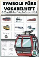 Vorschau - Arbeitsblätter - Symbole zum Einkleben ins Vokabelheft "Öffentliche Verkehrsmittel" Fahrzeuge DaZ / DaF / Deutsch - Deckblatt