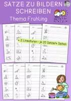 Vorschau - Arbeitsblätter - Sätze zu Bildern schreiben, Frühling, kreatives und freies Schreiben - Deckblatt