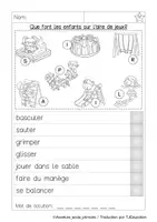 Aperçu - Feuilles d'exercices - Piste de Lecture: Que font les enfants sur l'aire de jeux ? - Page 1