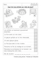 Aperçu - Feuilles d'exercices - Piste de Lecture: Que font les enfants sur l'aire de jeux ? - Page 3