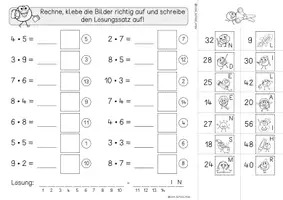 Vorschau - Arbeitsblätter - Kleines 1x1, Rechnen und Kleben mit den Fonkys, Freebie - Seite 2