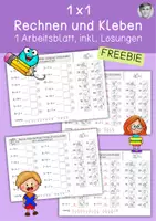 Vorschau - Arbeitsblätter - Kleines 1x1, Rechnen und Kleben mit den Fonkys, Freebie - Deckblatt