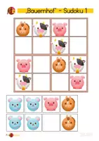 Vorschau - Mal- und Bastelvorlagen - Bilder-Sudoku Bauernhof Tiere - Deckblatt