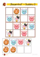 Vorschau - Mal- und Bastelvorlagen - Bilder-Sudoku Bauernhof Tiere - Seite 1