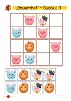 Vorschau - Mal- und Bastelvorlagen - Bilder-Sudoku Bauernhof Tiere - Seite 2