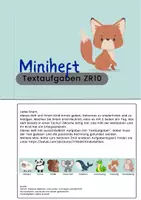 Vorschau - Arbeitsblätter - tierisches Miniheft Textaufgaben ZR10 (Klasse 1) - Deckblatt