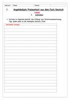 Vorschau - Test - Probearbeit aus dem Fach Deutsch zum Thema "Ballade" - Deckblatt