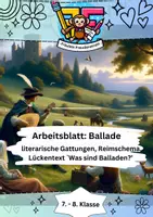 Vorschau - Arbeitsblätter - Arbeitsblatt: Balladen 🎭📜 literarischen Gattungen erkennen, Reimschema, Lückentext `Was sind Balladen` MIT LÖSUNGEN - Deckblatt