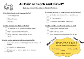 Vorschau - Arbeitsblätter - A gap year abroad: AuPair VS. Work & Travel.Tandem & Statements - Seite 2