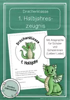 Vorschau - Anderer Materialtyp - Drachenklasse - 1. Halbjahreszeugnis in der 1. Klasse - Deckblatt