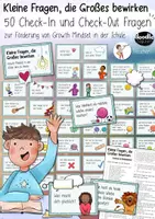 Vorschau - Aufgabenkarten - 50 Check-in und Check-Out Fragen / Growth Mindset / Abschlusskreis Wachstumsdenken - Deckblatt