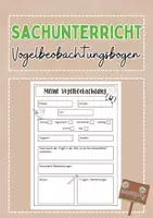 Vorschau - Arbeitsblätter - Beobachtungsbogen heimische Vögel - Deckblatt