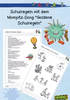 Vorschau - Stundenentwürfe - Schulregeln kennenlernen mit dem Mompitz-Song "Goldene Schulregeln" - Deckblatt