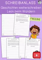 Vorschau - Arbeitsblätter - Schreibanlass, Leon beim Wandern, Geschichten weiterschreiben - Deckblatt