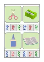 Vorschau - Arbeitsblätter - Schulsachen Klammerkarten mit Lösung - DaZ/DaF, Deutsch (Klasse 1 und 2) - Seite 1