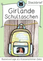 Vorschau - Mal- und Bastelvorlagen - Girlande | Schultaschen-Steckbrief | Klassenzimmer-Deko - Deckblatt