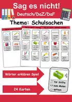 Vorschau - Mal- und Bastelvorlagen - Sag es nicht Schulsachen - DaZ/DaF, Deutsch (Spiel) - Deckblatt