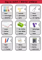 Vorschau - Mal- und Bastelvorlagen - Sag es nicht Schulsachen - DaZ/DaF, Deutsch (Spiel) - Seite 1