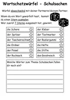 Vorschau - Arbeitsblätter - Bildwürfel Schulsachen DaZ/DaF/Deutsch - Seite 3
