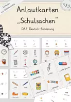 Vorschau - Stationenlernen - Anlautkarten Schulsachen, 33 Karten mit Selbstkontrolle! DAZ, Deutsch - Deckblatt