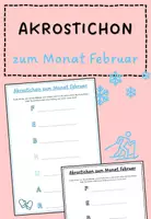 Vorschau - Stationenlernen - Februar: Akrostichon zum Monat Februar - Deckblatt