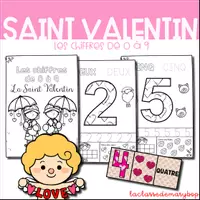 Aperçu - Feuilles d'exercices - Les chiffres de 0 à 9 - La Saint Valentin - Page de couverture