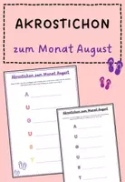 Vorschau - Arbeitsblätter - August: Akrostichon zum Monat August - Deckblatt