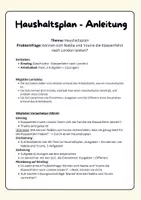 Vorschau - Arbeitsblätter - HAUSHALTSPLAN I - WBS | 45 min | Einführungsstunde - Seite 1