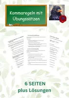 Vorschau - Arbeitsblätter - Die wichtigsten Kommaregeln mit Übungen - Deckblatt