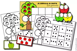 Aperçu - Jeux - Je compte, je colorie - Les pommes - Page 1